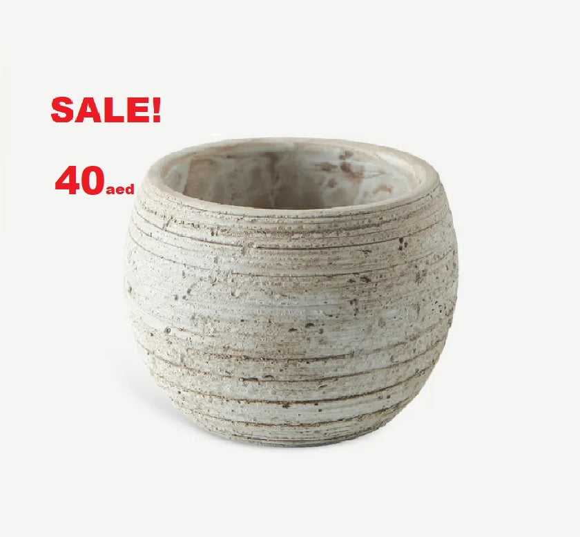 Cement Planter Beige 13cm x11cm - PlantmartUAE.com