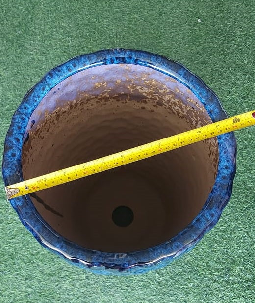 Tall Blue bubble-texture CERAMIC (61hx30d) - PlantmartUAE.com