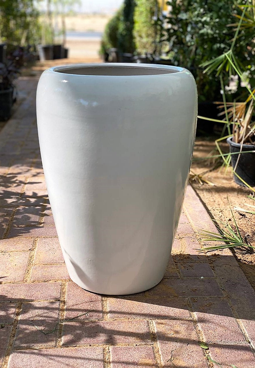 Glossy-White CERAMIC pot (2 Pcs) set - PlantmartUAE.com